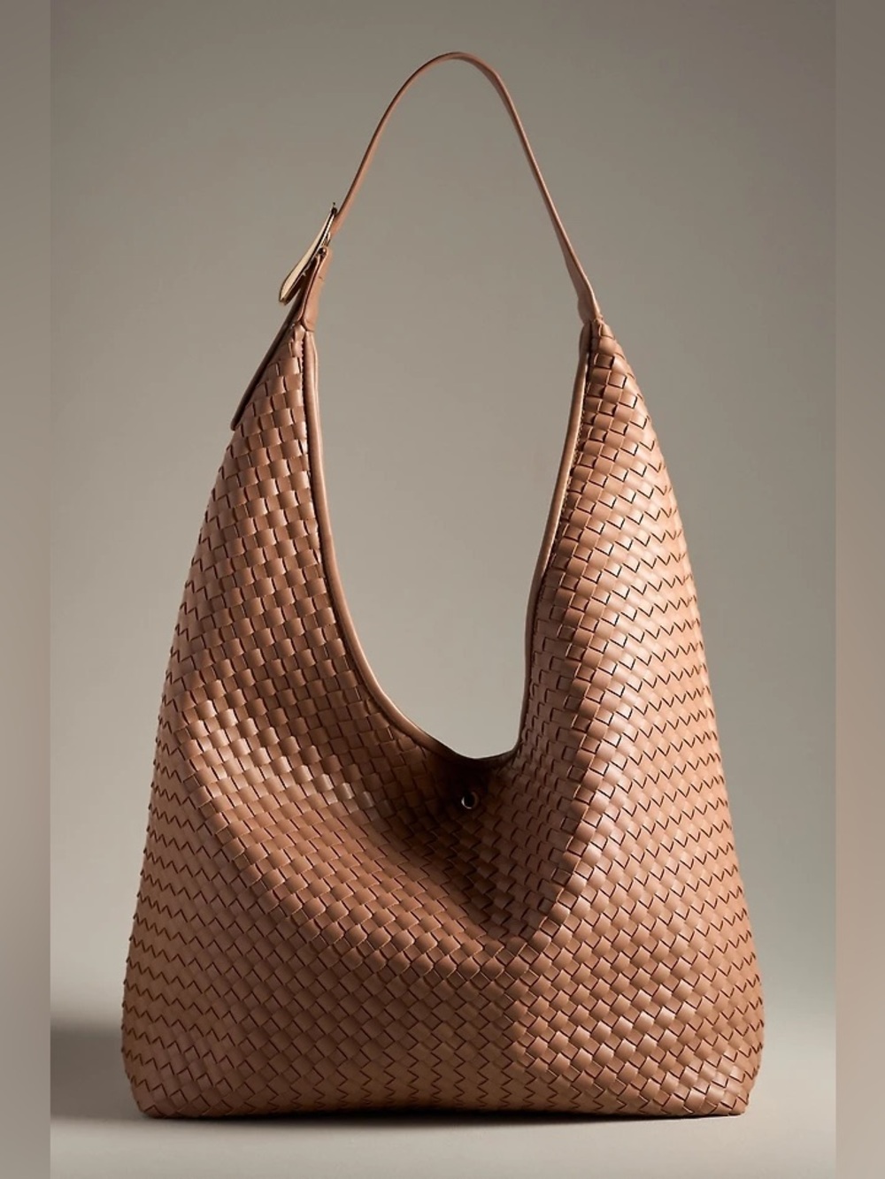 Anthropologie Love Knot Slouchy Bag Woven Buckle Edition Tan